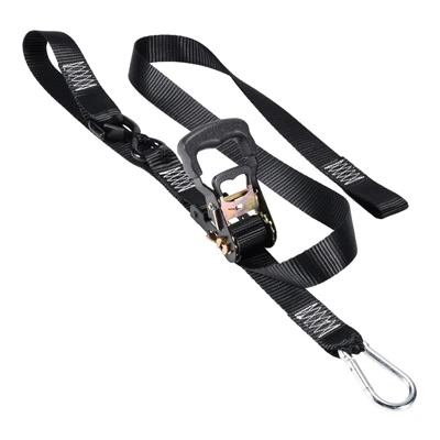 1.5 Inch Motorcycle Ratchet Tie Downs With Safety S-Hook & Carabiner