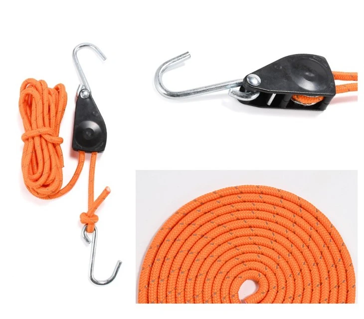 Adjustable Rope Ratchet Tie Down Strap With S Hook