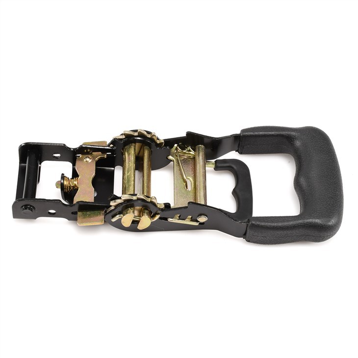 Heavy-Duty Ratchet Tie Down Strap With Color Zinc Finish And Rubber Handle - 2T Capacity