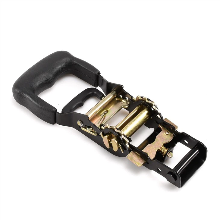 Heavy-Duty Ratchet Tie Down Strap With Color Zinc Finish And Rubber Handle - 2T Capacity