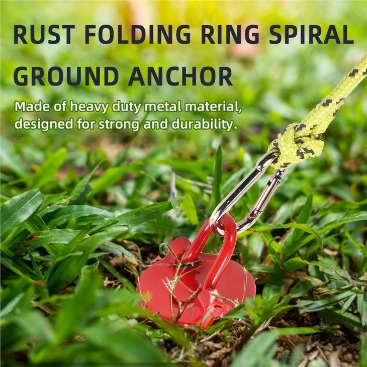 Spiral Ground Anchor With Carabiner Hook